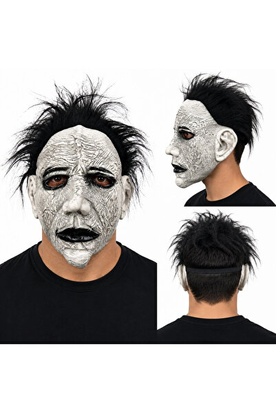 Skygo White Face Latex Horror Mask with Scattered Hair