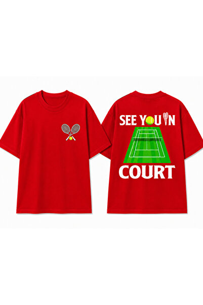 VODEXA Unisex Oversize Tennis Printed T-Shirt 100% Cotton Tennis Themed Comfo...