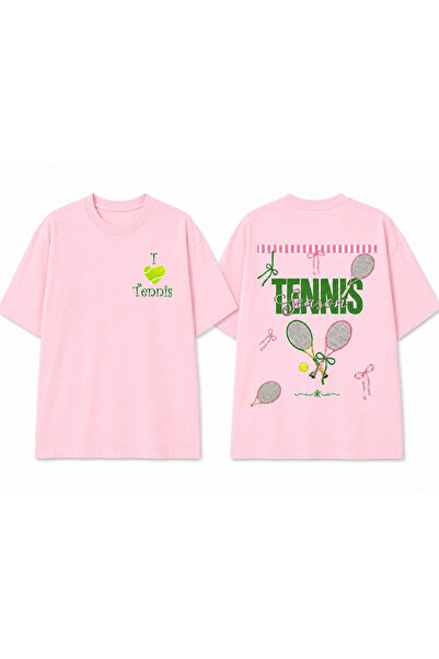 VODEXA Unisex Oversize Tennis Printed T-Shirt 100% Cotton Tennis Themed Comfo...