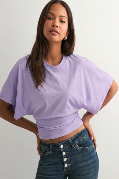 Cockatoo Women's Waist-Fitted Wide-Sleeve Natural Viscose Blouse - Soft Textu...