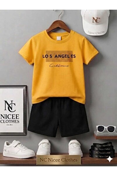 Leto Lykia Summer Children's T-Shirt Shorts Unisex (Black Patterned Losangeli...
