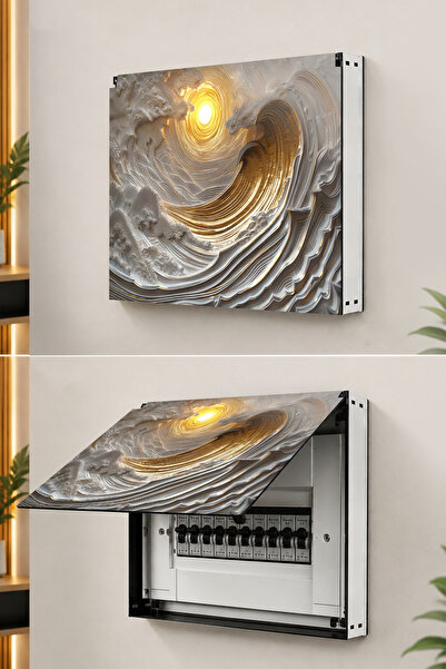 kutuTR Dekoratif Sigorta Kutusu Kapağı 39x32 cm Açılır Kapaklı Elektrik Panosu Gizleme Paneli SS029