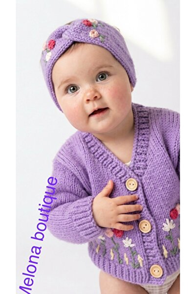 Melonndesign Melona Boutique Lilac Color Embroidered Children's Cardigan