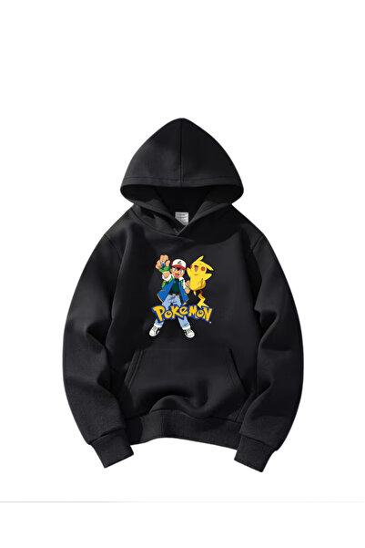 haha Oversize Hooded Pokemon Printed Sweatshirt for Boys