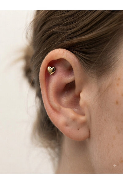 kurukafagift Minimal Kalp Figürlü Çelik Piercing Helix Lob