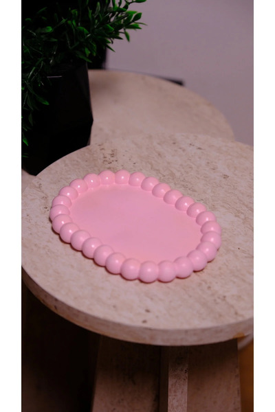 Gökkuşağı Sepeti Bubble El Yapımı Dekoratif Tabak Boncuk Kenarlı 3D Kabartmal...