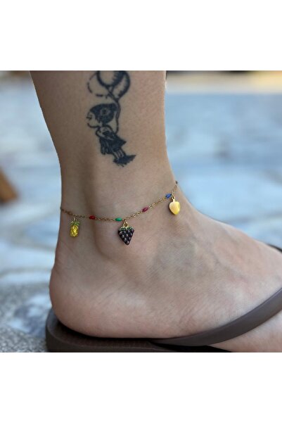 nesdesignn Steel Anklet with Fruit Charms