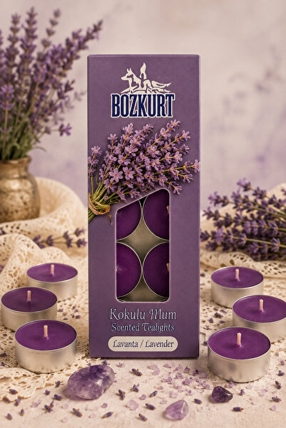Rakta Lavanta Kokulu 10’lu Tealight Mum | Dekoratif Mum Seti