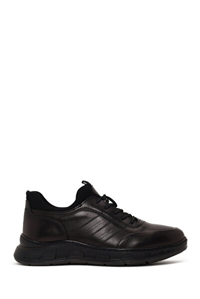 Derimod Fly Men's Black Lace-Up Thick Sole Leather Casual Sneaker Wm720014Dv