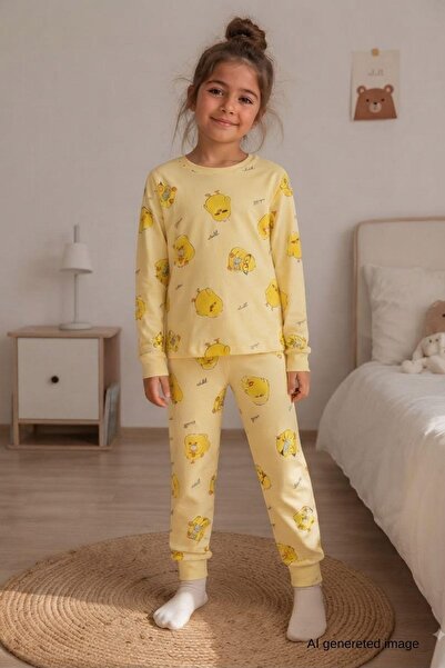 Pina Kids Girl's New Season Cotton Patterned Pajama Set Tkm1021