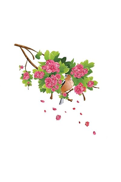 Generic Brand Bird on Flower Branch, Wall Stickers Floral Nature Decor for Li...