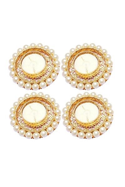 Generic Brand Set of 4 Pearl Moti Design T Light Holder Candle Stand Tealight...