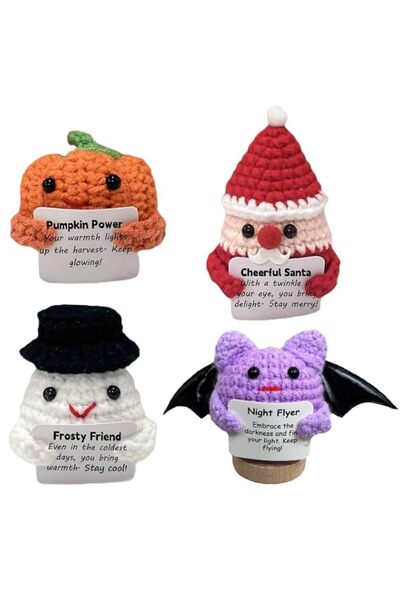 Generic Brand 4 Psc Mini Funny Knitted Wool Halloween Toy with Positive Card ...