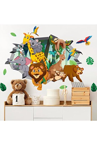 Generic Brand 3D Jungle Animal Wall Stickers, Safari Lion Monkey Elephant Gir...
