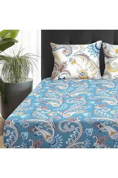 Generic Story@Home Microfiber 180TC Paisley Floral Bedsheet for Double Bed wi...