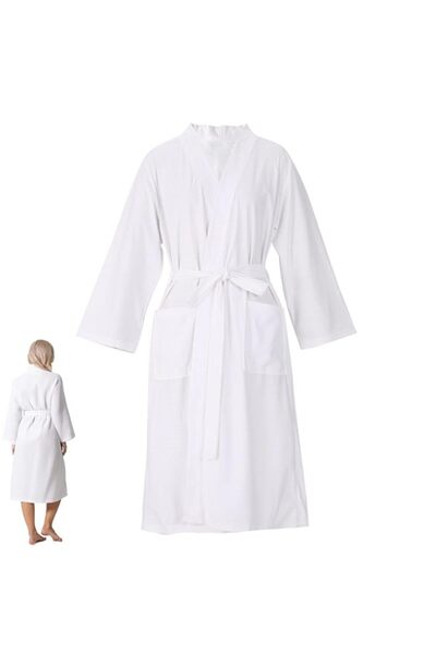 Generic Cotton Waffle Bathobe for Men and Women, Soft Spa Robe with Pockets A...
