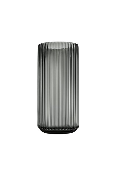 Generic Large Cylinder Ribbed Grey Glass Flower Vase for Farmhouse Dining Tab...