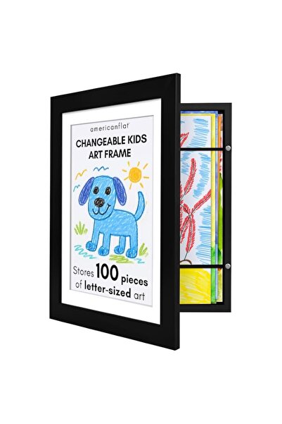 Generic Brand Americanflat 10x12.5 Kids Artwork Picture Frame in Black- Displ...
