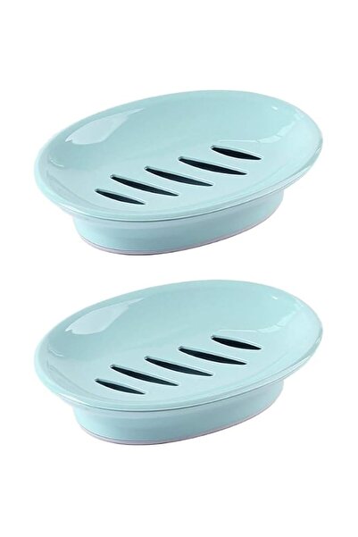 Generic Tazweeq 2Pcs Blue Soap Dish with Drainage Spout, Built-in Drain Syste...