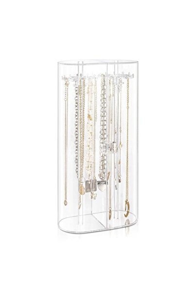 Generic Brand Acrylic Necklace Holder with 24 Hooks, Dustproof Rotation Jewel...