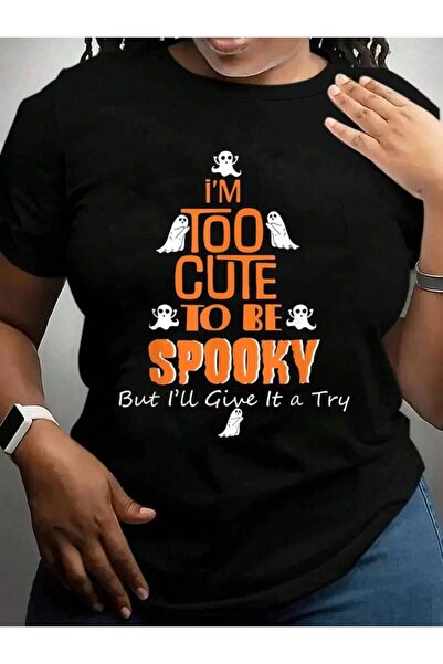 9JY I'Too To Be Spooky Cute Funny Ghost Halloween Black Graphic T Shirts Tee