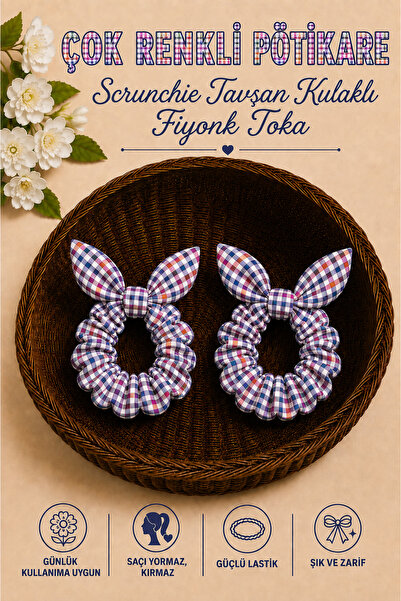 Hophera Pötikare Scrunchie Rabbit Ear Bow Hair Clip Strong Elastic Hair Clip ...