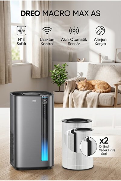 DREO Macro Max AS Geniş Alan Uyumlu H13 HEPA Wi-Fi Akıllı Hava Temizleyici + ...