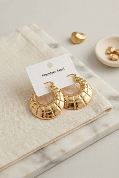 Inure Jewelry 316L Steel Gold Color Bohemian Hoop Model Earrings