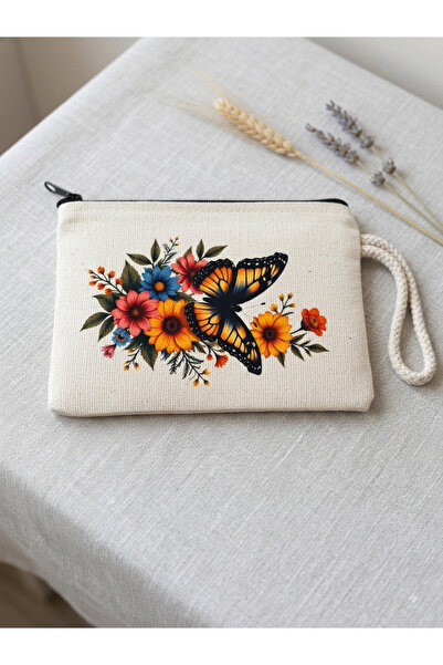 BİLGENS BUTİK Cotton Raw Fabric Zipper Wallet