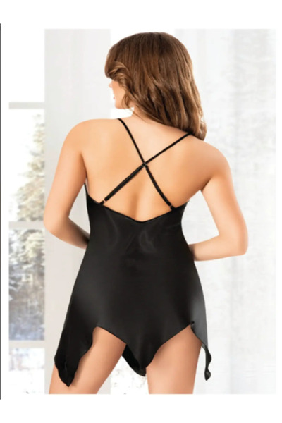 Miss Laris Lingerie Miss Laris Black Satin Nightgown
