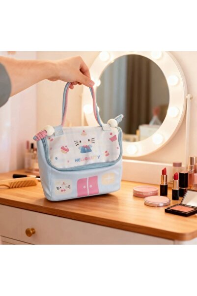 synshop Slatka mačka Hello Kitty, ružičasta torba za šminku sa uzorkom, ekstr...