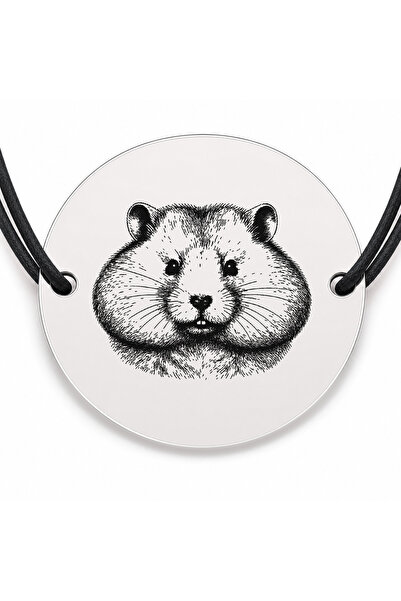 Simoshop Brățară argint 925 cu bănuț gravat portret de hamster sirian, șnur n...