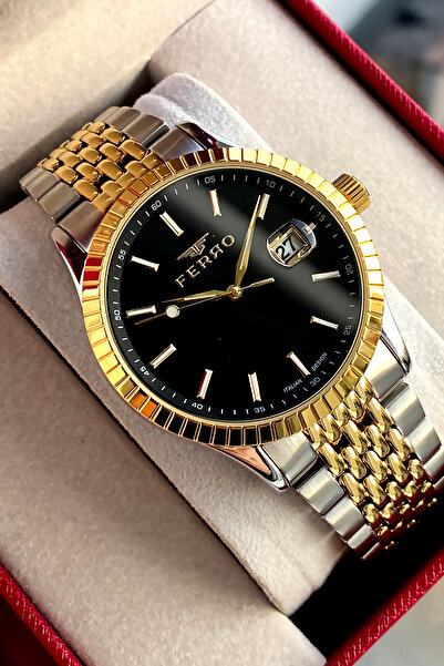 FERRO Men's wristwatch steel band 2 years warranty waterproof boxed