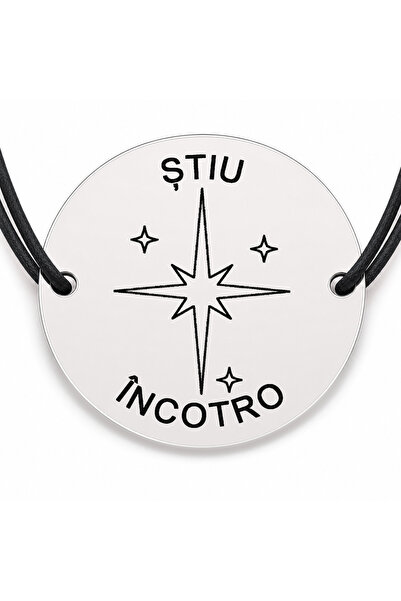 Simoshop Brățară argint 925 cu bănuț gravat stea polară cu mesajul „Știu înco...