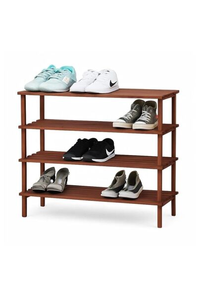 Generic Fitto Wooden Shoe Rack 4 Layer, 74x26x67cm, Coffee Brown