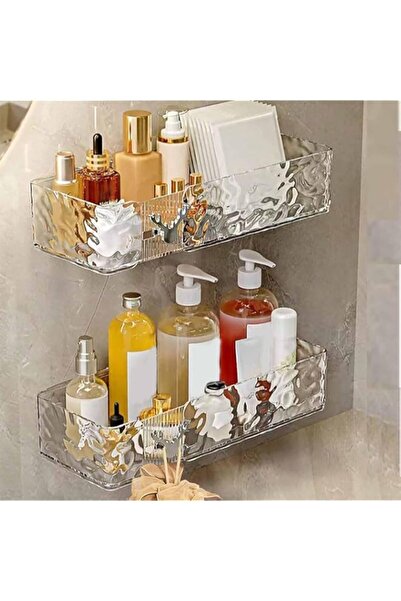 Generic Tazweeq Transparent Shower Shelf, Wall-Mounted Mirror Storage Rack, A...