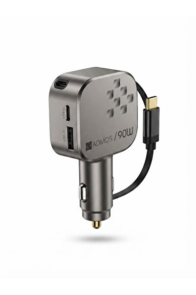 Bionic شاحن سيارة ADMOS AM-842PD بقوة 90 واط مع كابل قابل للسحب، منافذ USB-C ...