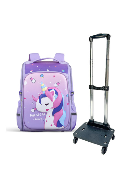 Cocobee Kids Black trolley with Cute Unicorn Printed Backpack, 15 Inches, Adj...