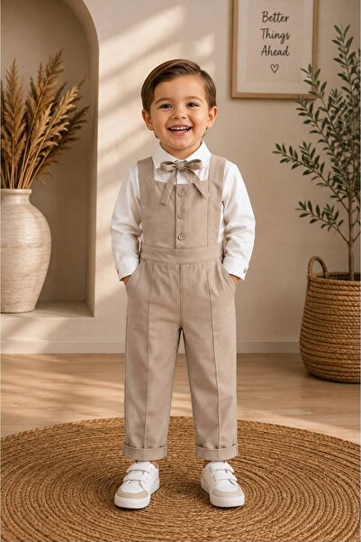 favorimkids Cotton Jumpsuit, Shirt & Bow Set of 3
