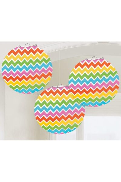 Generic amscan Multi Chevron Paper Lanterns 9.50in, 3pcs