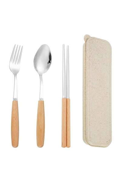 Generic 3-Piece Utensil Set - Chopsticks, Spoon, Fork with Case for Travel, C...