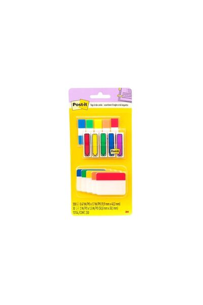 Generic Post-it Flags and Tabs, 200 Flags, 30 Tabs, Assorted Primary Colors (...