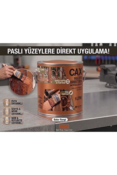 caxcolors CAX Pas Üstü Direkt Uygulanan Antipaslı Sentetik Metal Boyası 1 Lit...