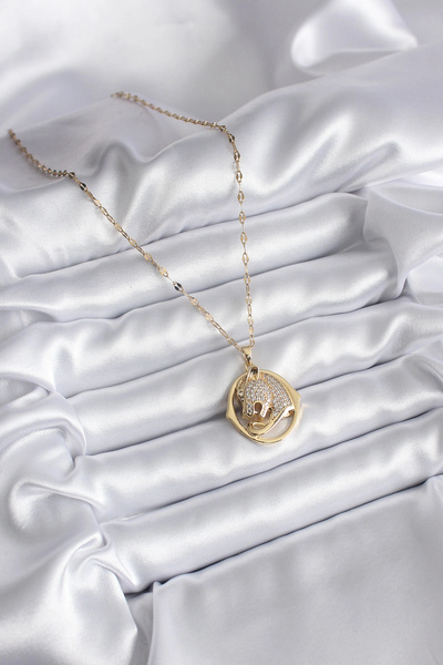 online kapsulavm avm alışveriş 316L Steel Gold Color Zircon Stone Jaguar Mode...
