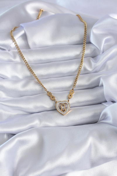 online kapsulavm avm alışveriş 316L Steel Gold Color Zircon Stone Heart Model...