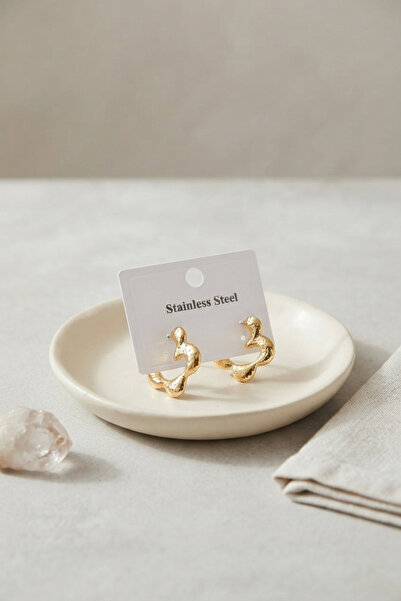 Skygo 316L Steel Gold Color Flower Hoop Model Earrings Tj-Bkp12057
