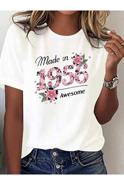 29CUN Oversized T‑Shirt 1956 Manufactured Flower Year Women's Comfortable T-S...