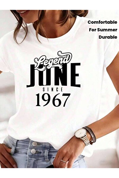 2BIR Oversized Women's T-Shirt, Loose Fit, Flat Print June Since 1967 Tee Wom...