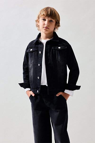 DeFacto 100% Cotton Polo Collar Jean Jacket for Boys B6477A826Au