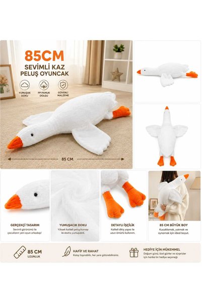GİYİYORUM 85 CM BÜYÜK BOY SEVİMLİ KAZ PELUŞ OYUNCAK YUMUŞAK DOLGULU DEKORATİF...